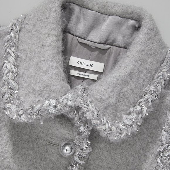 CHICJOC Italian Mohair & Wool Short Coat with Silk Lining, Size 38 - Picture 4 of 16